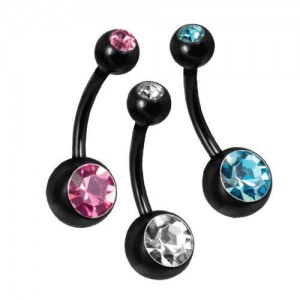 Titanium Nightcote Double Jewelled Navel Bar (NCT88)